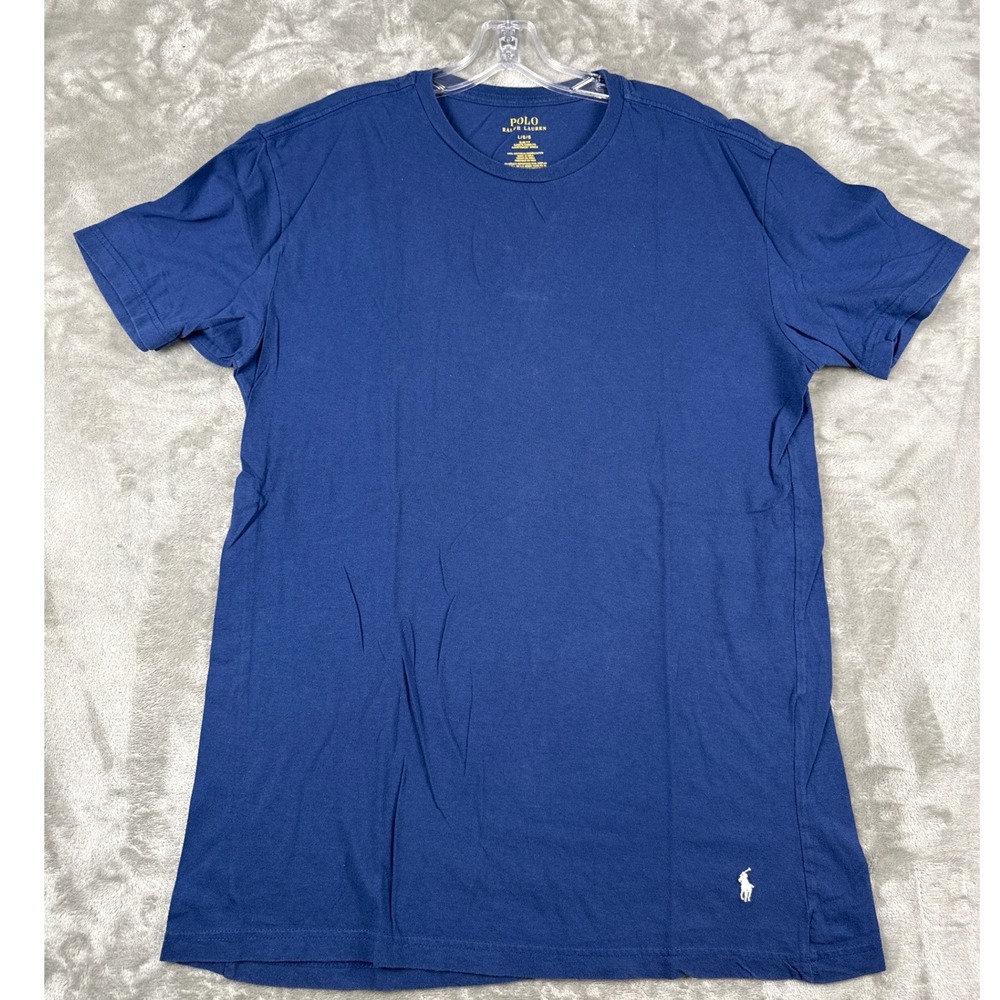 Polo Ralph Lauren Men Navy Blue Slim Fit Cotton Crewneck T-Shirt Large Pony Logo